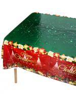 Mantel Plástico Merry Christmas Color Único x 6 Unds. Medidas: 137 x 274 cm aprox.