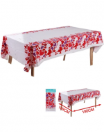 Mantel Plástico con Corazones x 12 Unds. Medida: 108 x 180 cm aprox