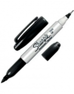 Marcador Doble Punta Sharpie Color Negro x 6 Unds.