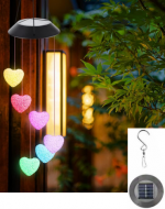 Movil de Viento Led Solar Diseño Corazón x 4 Unds.