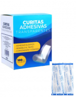12 Cajitas de Parches Curitas Elástico Transparentes (1 Cajita Trae 100 PCS)