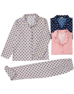 Pijama de Polar Corazones Colores Surtidos x 12 Unds. Tallas: S a XL.