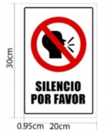 Señalética Silencio por Favor x 24 Unds. Medidas: 30 x 20 cm