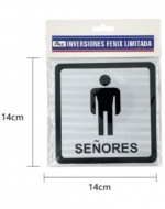 Señaletica Metálica Baño para Señores x 24 Unds. Medidas:14 x 14 cm