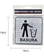 Señaletica Metálica Basura x 24 Unds. Medidas:14 x 14 cm