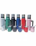 3 Set de Termo con Vaso Mate + Bombilla  Colores Surtidos (1 Set Trae: 3 PCS)