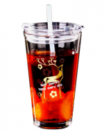 Vaso con Bombilla de Plástico Reutilizable x 12 Unds.
