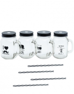 Vasos de Vidrio con Bombilla x 12 Unds. Medida: 450 ml aprox.