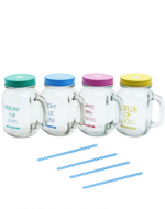 Vasos de Vidrio con Bombilla x 12 Unds. Medida: 450 ml aprox.