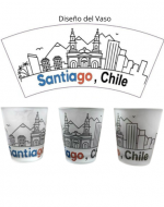 Mini Vasos de Vidrio Santiago de Chile x 12 Unds. Medida: 6 x 3 cm aprox.