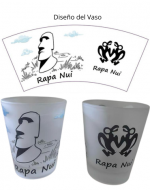 Mini Vasos de Vidrio Rapa Nui x 12 Unds. Medida: 6 x 3 cm aprox.