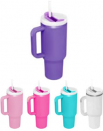 Vaso Térmico con Bombilla Colores Surtidos x 4 Unds. Medida: 1200 ml aprox.