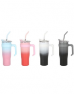 Vaso Térmico Degradado con Bombilla Colores Surtidos x 4 Unds. Medida: 1200 ml aprox.