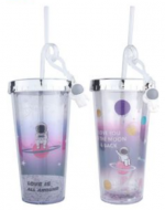 Vaso con Bombilla Astronauta Modelos Surtidos x 12 Unds. Medida: 380 ml aprox.