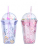 Vaso Flores con Bombilla Modelos Surtidos x 12 Unds. Medida: 350 ml aprox.