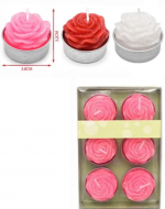 6 Set Velas de Rosas Redonda Colores Surtidos.Medida: 14 x 9 x 4 cm aprox(1 Set Trae:6 PCS)