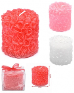 Vela Cilindro de Rosas Colores Surtidos x 6 Unds. Medida: 6 x 6 x 7 cm aprox.