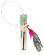 Juguete para Gatos Varita de Hierro Largo con Plumas x 12 Unds.
