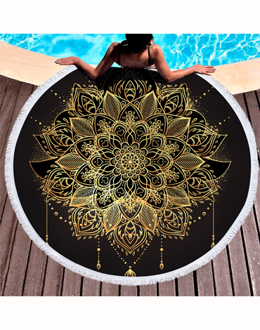 Toalla de Playa Redonda Microfibra Modelo Único x 4 Unds. Medida: 150 cm aprox