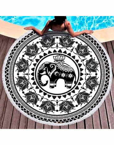Toalla de Playa Redonda Microfibra Modelo Único x 4 Unds. Medida: 150 cm aprox
