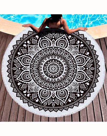 Toalla de Playa Redonda Microfibra Modelo Único  x 4 Unds. Medida: 150 cm aprox