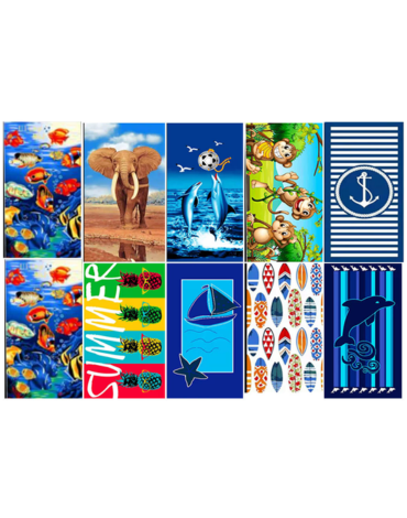 Toalla de Playa para Niño 100% Poliester x 12 Unds. Medida: 70 x 150 cm aprox