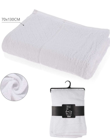 Toalla de Algodón Color Blanco x 6 Unds. Medida: 70 x 130 cm aprox