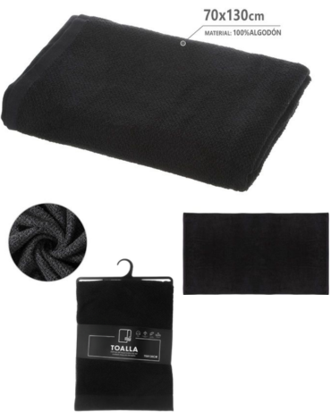 Toalla 100% Algodón Color Negro x 4 Unds. Medida: 70 X 130 cm aprox.