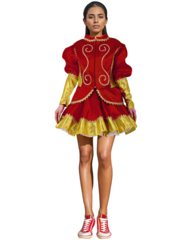 Traje Caporal de Mujer Color Rojo (Elegir Talla) x 1 Und. Talla: S - M - L