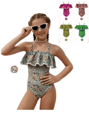 Traje de Baño Colores Surtidos x 12 Unds. Talla: 4 - 6 - 8 - 10 - 12 - 16