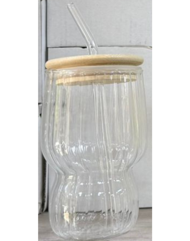 Vaso de Vidrio con Bombilla x 48 Unds.