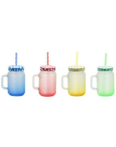 Vasos de Vidrio con Bombilla x 12 Unds. Medida: 450 ml aprox.