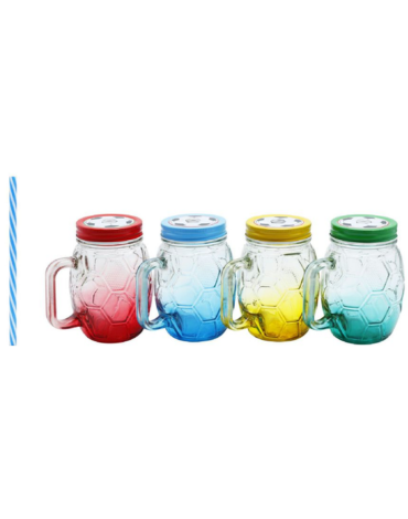 Vasos de Vidrio con Bombilla x 12 Unds. Medida: 450 ml aprox.