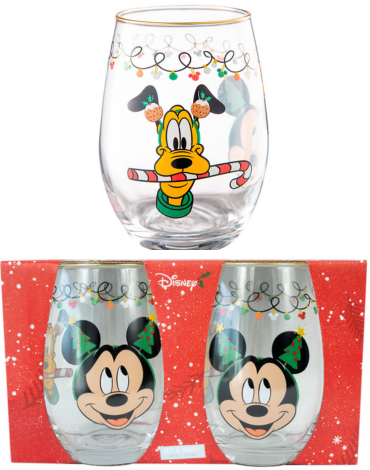 4 Set de Vasos de Vidrio Mickey (1 Set Trae 2 PCS) Medida: 550 ml aprox.