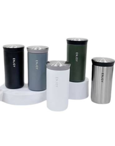 Vaso Termico con Tapa Colores Surtidos x 4 Unds. Medida: 300 ml aprox.