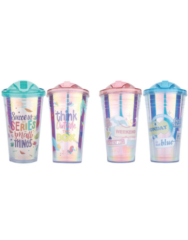 Vaso con Frases Modelos Surtidos x 12 Unds. Medida: 450 ml aprox.