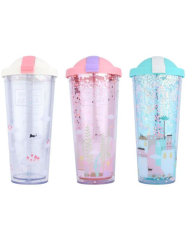 Vaso Infantil con Tapa Modelos Surtidos x 12 Unds. Medida: 650 ml aprox.