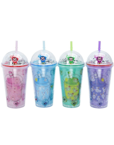 Vaso Infantil con Bombilla Modelos Surtidos x 12 Unds. Medida: 450 ml aprox.