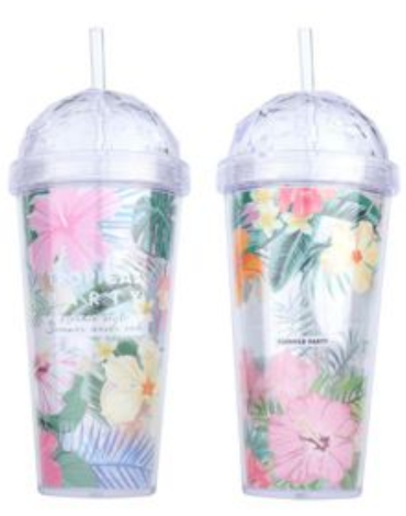 Vaso de Flores con Bombilla Modelos Surtidos x 12 Unds. Medida: 380 ml aprox.