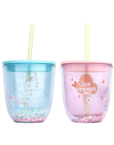 Vaso con Bombilla Modelos Surtidos x 12 Unds. Medida: 350 ml aprox.