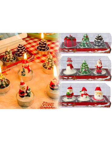 4 Set de Velas de Navidad Pintadas (1 Set trae: 3 PCS)