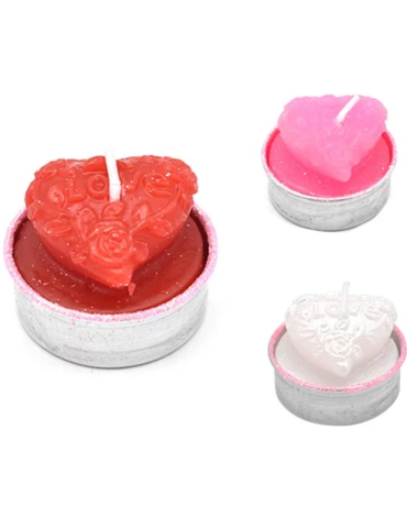 6 Set de Velas en Forma de Corazón (1 Set Trae 6 PCS) Medida: 14 x 9 x 4 cm aprox.
