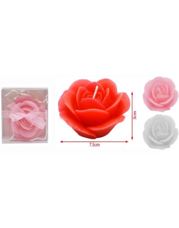 Vela en Forma Rosa Colores Surtidos x 6 Unds. Medida: 7.5 x 3 cm aprox.