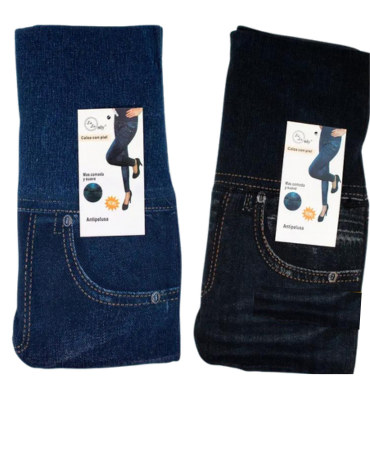 Calza Torero Tipo Jeans Térmica con Interior Piel  x 12 Unds. Talla: Ùnica