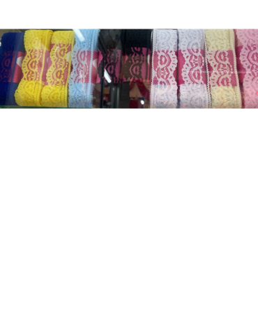 Blonda para Costura Colores Surtidos x 4 Unds.Medida: 4cm aprox x 10 Metros.