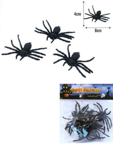 12 Set Arañas Decoración para Halloween (1 Set Trae : 6 PCS) Medida: 4 x 8 cm aprox