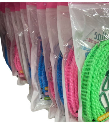 Cuerda para Ropa de 3 Metros + 8 Clips Colores Surtidos x 6 Unds.