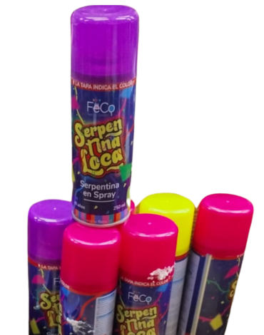 Spray Serpentina Colores Surtidos x 12 Unds.Medida: 250 ML