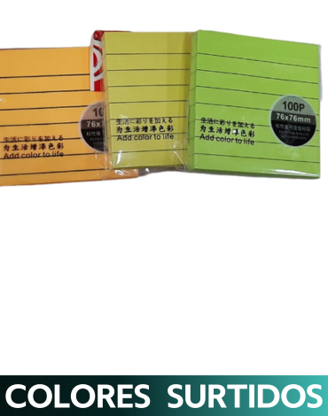 Nota Adhesiva Colores Surtidos x 12 Und. Medidas :76 x76 MM