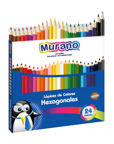 4 Cajas de Lápices 24 Colores Hexagonales Murano